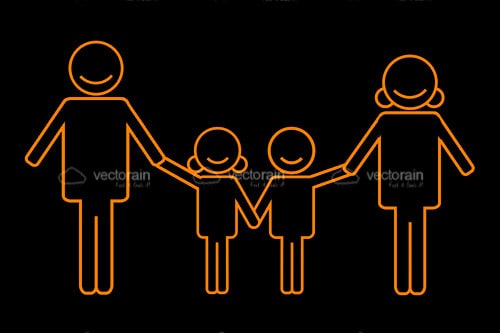 Abstract Orange Family Silhouette